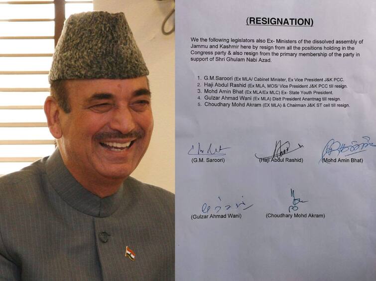 Ghulam Nabi Azad resign many leaders of Jammu and Kashmir Congress left the party After Ghulam Nabi JAMMU KASHMIR : ગુલામ નબી આઝાદના સમર્થનમાં કોંગ્રેસના ઘણા નેતાઓએ પાર્ટી છોડી, ધડાધડ પડ્યાં રાજીનામા