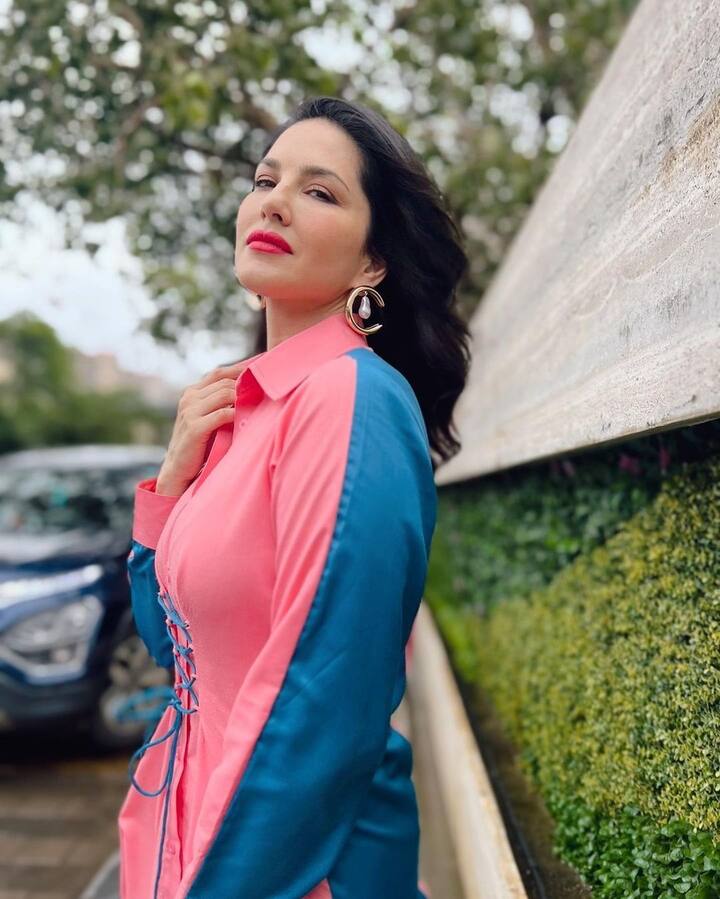 हा लूक पूर्ण करण्यासाठी अभिनेत्रीने न्यूड मेकअप केला असून केस मोकळे सोडले आहेत.(फोटो सौजन्य : sunnyleone/इंस्टाग्राम)