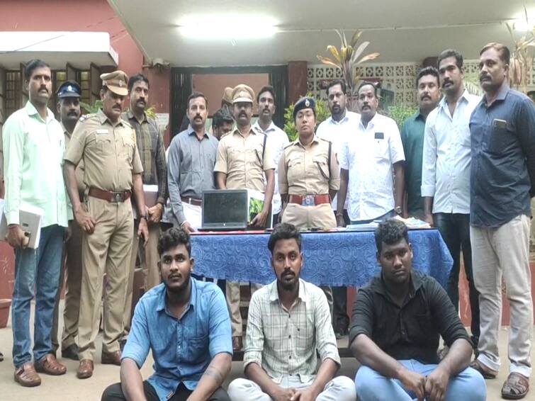 Three people were arrested for defrauding a laborer by claiming to give a loan TNN லோன் தருவதாக கூறி கூலி தொழிலாளியிடம் மோசடி - மயிலாடுதுறையில்  3 பேர் கைது