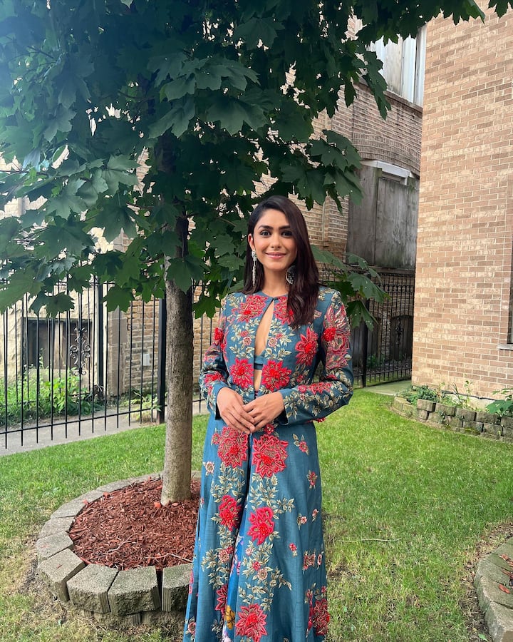 इससे पहले, मृणाल ठाकुर ने ट्रेडिशनल लुक की तस्वीरें शेयर की थीं. ब्लू और पिंक कलर के फ्लोरल सूट में मृणाल की खूबसूरती देखने लायक थी.