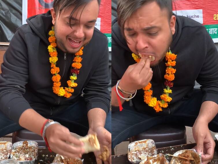 man eats 21 plates kulcha in half an hour and wins bike Watch Video: 30 நிமிடத்தில் 21 பிளேட் பட்டாணி குல்சாவை சாப்பிட்ட நபர்! பரிசாக புல்லட் பைக்!