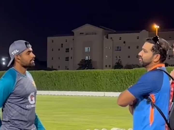 IND vs PAK Rohit Sharma and Babar Azam met before the Indo-Pak match, PCB shared the post IND vs PAK: भारत-पाक मैच से पहले रोहित शर्मा और बाबर आजम की हुई मुलाकात, PCB ने शेयर किया स्पेशल पोस्ट
