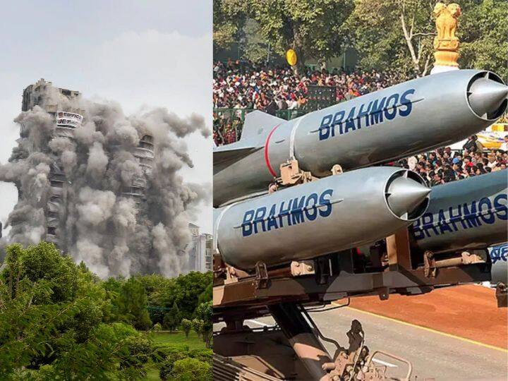 Noida Twin Towers demolition Explosives used equal to 3 Agni, 12 Brahmos or 4 Prithvi missiles Noida Twin Towers demolition: ટ્વિન ટાવરને તોડવા માટે વપરાયેલ વિસ્ફોટકનો જથ્થો 3 અગ્નિ, 12 બ્રહ્મોસ અને 4 પૃથ્વી મિસાઈલ જેટલો