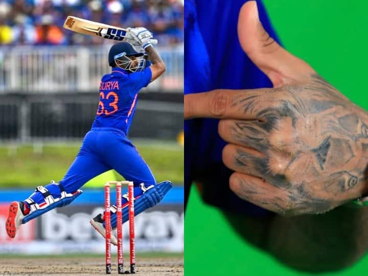 india vs pakistan asia cup 2022 surya kumar yadav lion tattoo on hand dubai t20 match Asia Cup 2022 IND vs PAK: भारत के इस खिलाड़ी के हाथ के पंजे पर बना है शेर का टैटू, पाक पर जानें कैसे पड़ेगा भारी
