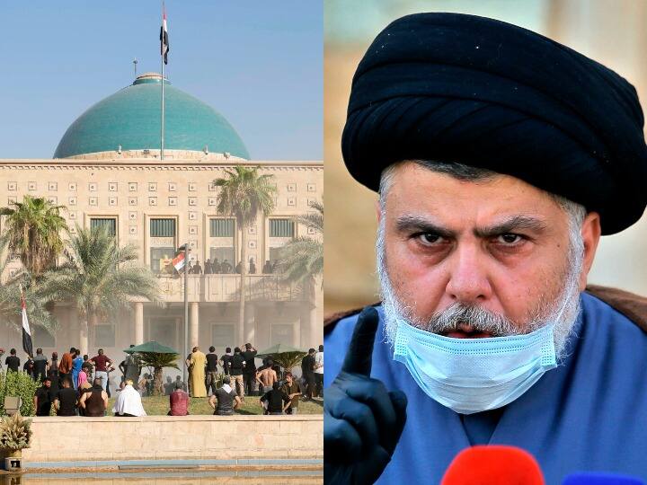 Curfew In Iraq powerful Shiite cleric Moqtada al-Sadr quits politics supporters storm republican Palace Curfew In Iraq: इराक में शिया धर्मगुरु ने राजनीति छोड़ी, राष्ट्रपति भवन में घुसे समर्थक, 8 की मौत, देशभर में कर्फ्यू