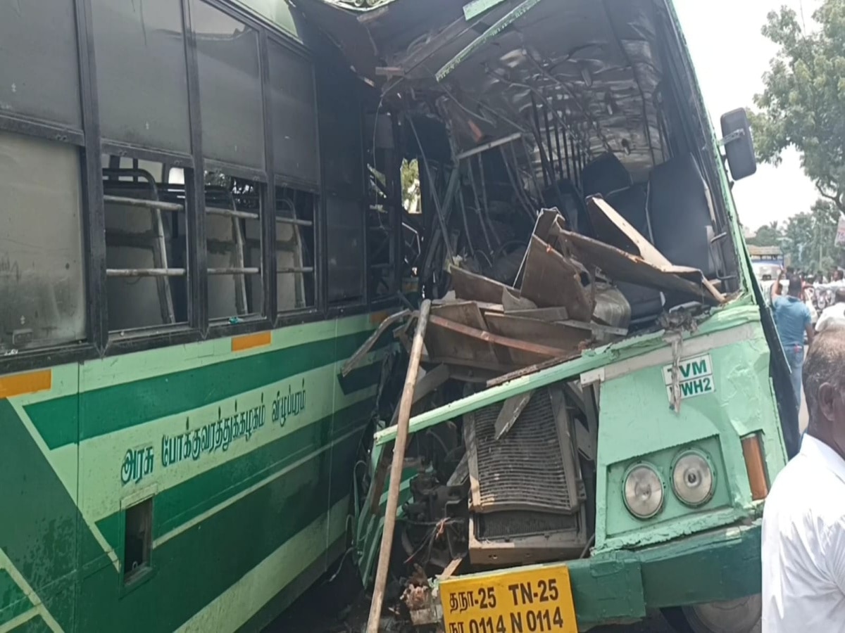 பயங்கர சத்தம்.. வந்தவாசி அருகே அரசு பேருந்துகள் நேருக்கு நேர் மோதி விபத்து - 32 பேர் படுகாயம்!