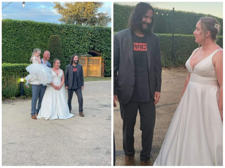 Keanu Reeves surprised a British couple on their wedding day in Northamptonshire Viral News: ब्रिटिश जोड़े को सरप्राइज देने अचानक शादी में जा पहुंचे हॉलीवुड सुपरस्टार कीनू रीव्स, वायरल हो रही तस्वीर