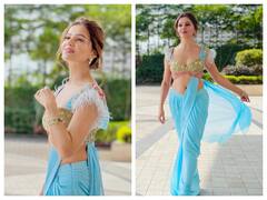 Rubina Dilaik Pics: ब्लू साड़ी में अप्सरा सी खूबसूरत लगीं रुबीना दिलैक, दिलकश अदाएं देख कहीं आप भी न हो जाएं फ्लैट !