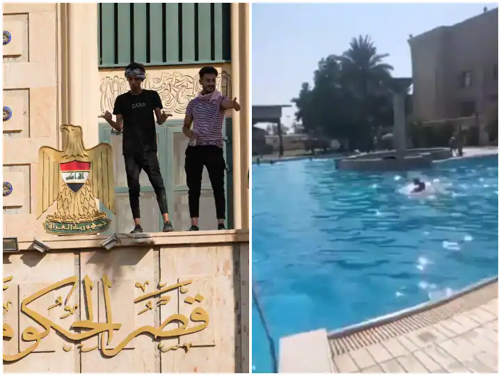 Iraq Protest: Protesters bathing in Rashtrapati Bhawan swimming pool in Baghdad, 23 dead in violence so far, watch video Iraq Protest: ਬਗਦਾਦ 'ਚ ਰਾਸ਼ਟਰਪਤੀ ਭਵਨ ਦੇ ਸਵੀਮਿੰਗ ਪੂਲ 'ਚ ਨਹਾਉਂਦੇ ਹੋਏ ਪ੍ਰਦਰਸ਼ਨਕਾਰੀ, ਹਿੰਸਾ 'ਚ ਹੁਣ ਤਕ 23 ਦੀ ਮੌਤ, ਦੇਖੋ ਵੀਡੀਓ