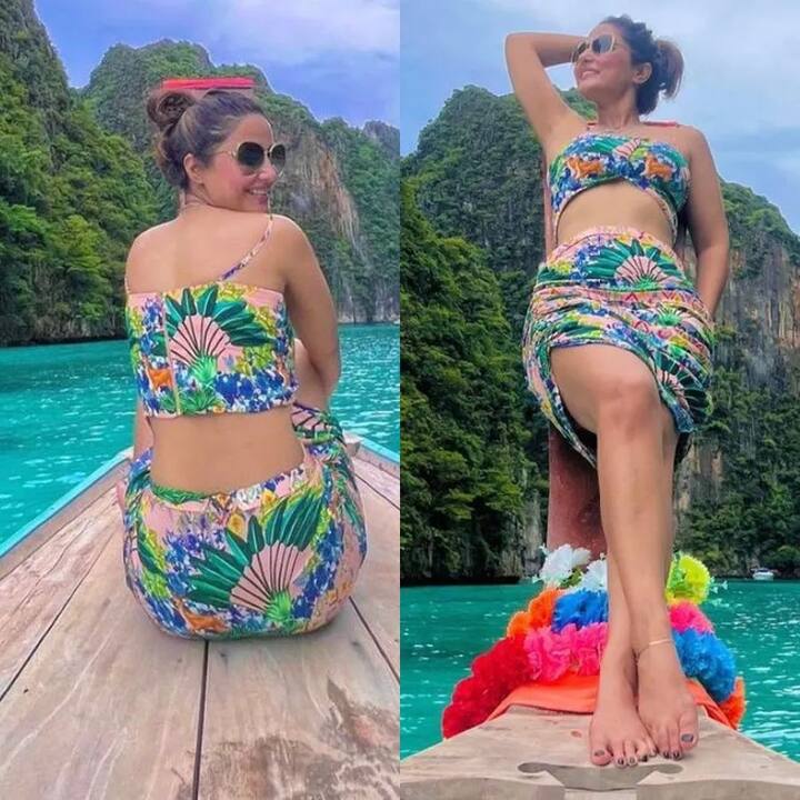 Hina Khan Photos: ટીવીની જાણીતી એક્ટ્રેસ હિના ખાન આજકાલ સોશ્યલ મીડિયા પર ખુબ એક્ટિવ થઇ ગઇ છે. તે પોતાની નવી નવી તસવીરો અને વીડિયોથી ફેન્સના દિલ જીતી રહી છે. હાલમાં તે વેકેશન એન્જૉય કરવા થાઇલેન્ડ પહોંચી છે. ત્યાંથી તેની દિલકશ તસવીરો સામે આવી છે.