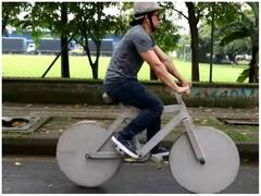 Watch: शख्स ने बना दी दुनिया की पहली कंक्रीट साइकल, चलाने के उत्सुक नजर आए यूजर्स