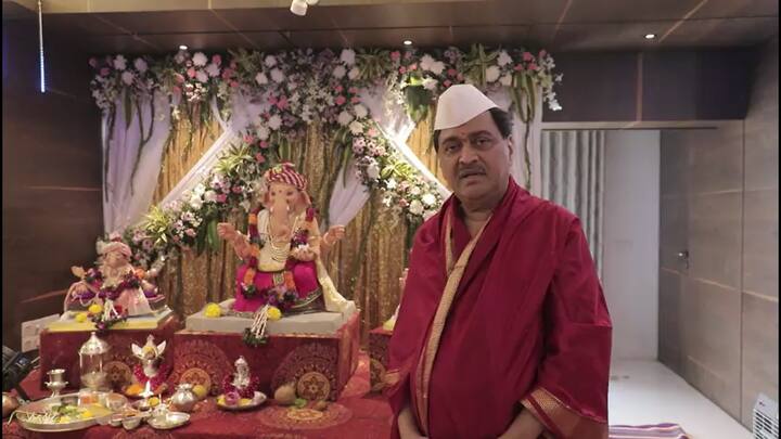 काँग्रेस नेते अशोक चव्हाण यांच्या घरी गणरायाचं उत्साहात स्वागत करण्यात आलं.