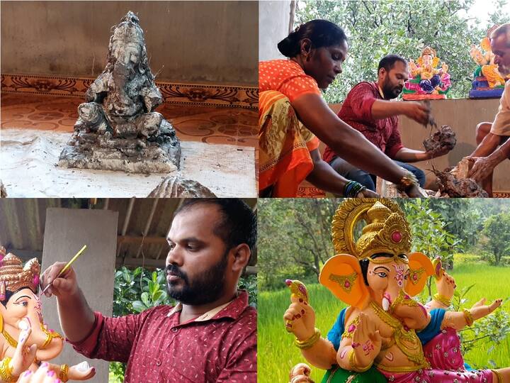 रत्नागिरी जिल्ह्यातील बोरगावमधला तरुण वैभव चव्हाणने शेवग्याचा पाला किंवा पावडर वापरुन गणेश मूर्ती साकारल्या आहेत. महत्त्वाचं म्हणजे या मूर्ती ज्या पाण्यात विसर्जित करतात तिथलं पाणी शुद्ध होतं.