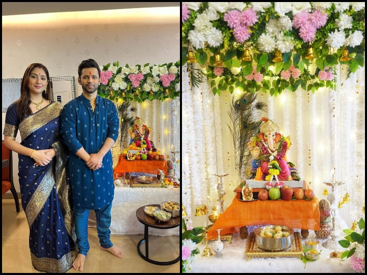 Disha Parmar Celebration Ganpati: टीवी अभिनेत्री दिशा परमार ने सोशल मीडिया पर गणपति के घर में स्वागत की तस्वीरें साझा की हैं. फोटोज में वह ट्रेडिशनल महाराष्ट्रियन साड़ी में नजर आईं.