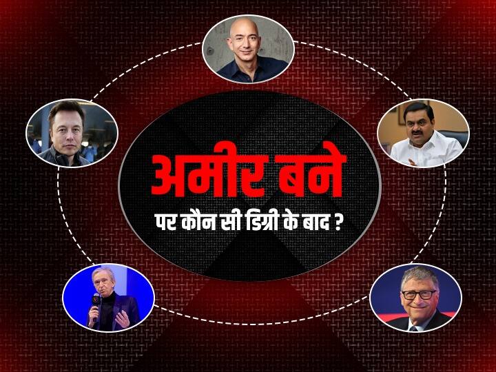 कितनी पढ़ाई के बाद किसने कितनी दौलत कमाई? टॉप 5 अमीरों की अलमारी में कौन-कौन सी डिग्रियां हैं! Educational qualifications of the richest people in the world and their networth कितनी पढ़ाई के बाद किसने कितनी दौलत कमाई? टॉप 5 अमीरों की अलमारी में कौन-कौन सी डिग्रियां हैं!