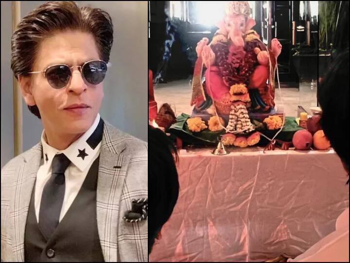 Ganesh Chaturthi 2022 Shah Rukh Khan And Son Abram Welcome Ganpati Ganesh Chaturthi 2022: શાહરુખ ખાનના ઘરે પધાર્યા ગણપતિ બાપ્પા, પુત્ર અબરામ સાથે ફોટો શેર કર્યો
