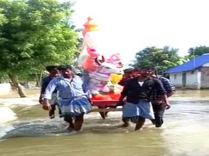 River floods around Vinayagar temple. ஆற்றை தேடி போய் கரையும் விநாயகர் இல்லை நான்..! என்னை தேடி ஆறு வரணும்..! எங்கு தெரியுமா.?