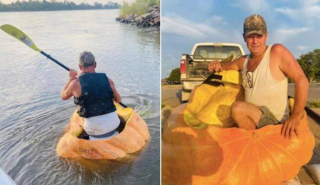 omg man sets world record by traveling 61 km in pumpkin boat Shocking: ‘ਕੱਦੂ ਦੀ ਕਿਸ਼ਤੀ’ 'ਚ 61 ਕਿਲੋਮੀਟਰ ਦਾ ਸਫਰ ਕਰਕੇ ਵਿਅਕਤੀ ਨੇ ਬਣਾਇਆ ਵਿਸ਼ਵ ਰਿਕਾਰਡ