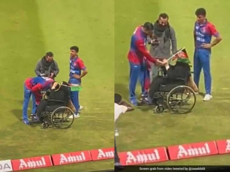 Afghanistan Captain Mohammad Nabi Meets Old Fan On Wheelchair- watch video Watch video: தலையில் வெற்றி ஏறவில்லை..அன்பான முத்தமே போதும்... ஆப்கன் கேப்டனுக்கு முத்தம் கொடுத்த ரசிகை!