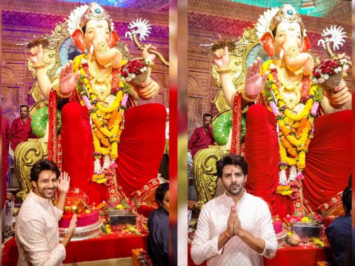 Ganesh Chaturthi 2022 Photos: बॉलीवुड एक्टर कार्तिक आर्यन गणेश चतुर्थी के मौके पर 'लालबाग के राजा' के दर्शन करने के लिए गए.