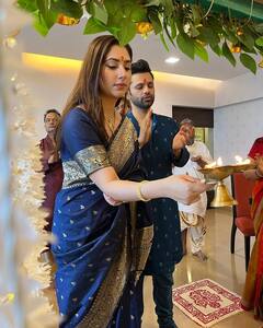 Ganesh Chaturthi 2022: Disha Parmar અને Rahul Vaidyaએ ભવ્ય અંદાજમાં ગણેશજીનું કર્યું સ્વાગત