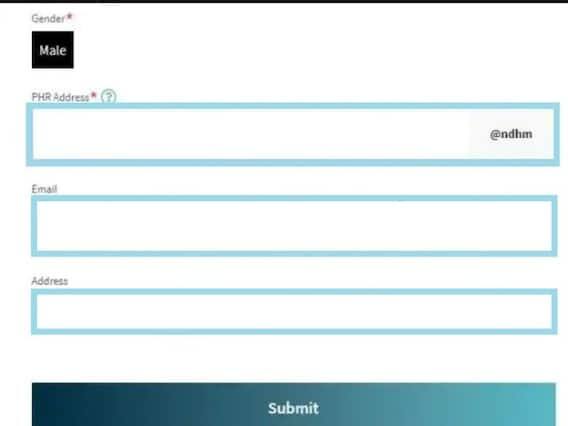 હવે જો તમે આ પેજ પર થોડું નીચે જુઓ, તો તમે તમારું હેલ્થ આઈડી, મેઈલ આઈડી તરીકે બનાવશો. નીચેના બોક્સમાં તમારું મેઈલ આઈડી દાખલ કરો. પછી સબમિટ કરો.