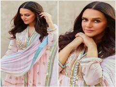 पिंक सूट में Neha Dhupia को देख फैंस को आया प्‍यार, मुस्‍कान पर हार बैठे दिल