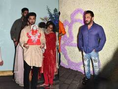 Salman Khan Ganpati Visarjan: ગણપતિ બાપ્પાનું વિસર્જન કરવા બહેન અર્પિતાના ઘરે પહોંચ્યો સલમાન ખાન, તસવીરો આવી સામે