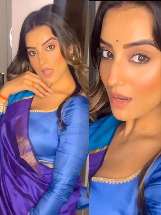 साड़ी में झुलनिया पर थिरकीं अक्षरा सिंह