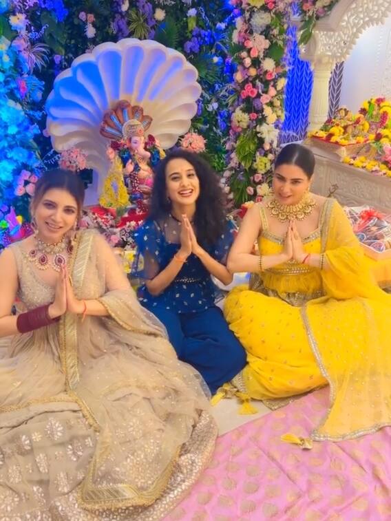 श्रद्धा आर्या और नेहा अधविक महाजन ने नाच गाकर मनाया गणेश उत्सव