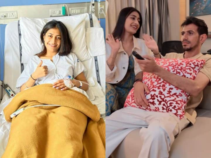 Cricketer Yuzvendra Chahal wife Dhanashree Verma shares photo after her surgery chahal reacts on it Photo : धनश्री वर्माने शस्त्रक्रियेनंतर शेअर केला फोटो, युजवेंद्र चहलची रिएक्शन पाहाच 