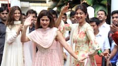 বোন শমিতার সঙ্গে বিসর্জনে নাচ, প্রসাদ বিতরণ, উৎসবে আমেজে উচ্ছ্বল শিল্পা শেট্টি