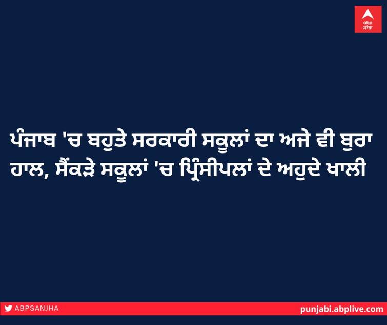 Most of the government schools in Punjab are still in a bad condition, the posts of principals are vacant in hundreds of schools ਪੰਜਾਬ 'ਚ ਬਹੁਤੇ ਸਰਕਾਰੀ ਸਕੂਲਾਂ ਦਾ ਅਜੇ ਵੀ ਬੁਰਾ ਹਾਲ, ਸੈਂਕੜੇ ਸਕੂਲਾਂ 'ਚ ਪ੍ਰਿੰਸੀਪਲਾਂ ਦੇ ਅਹੁਦੇ ਖਾਲੀ 