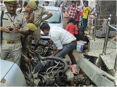 अलीगढ़ में काटे जा रहे थे चोरी किए गए वाहन, कबाड़ की दुकान पर छापेमारी करने पहुंची पुलिस