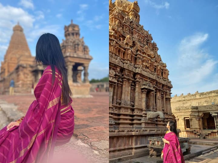 நடிகை ரம்யா பாண்டியன் தஞ்சாவூர் பெரிய கோவிலில் எடுத்துள்ள போட்டோக்களை சமூக வலைதளங்களில் பகிர்ந்துள்ளார்!