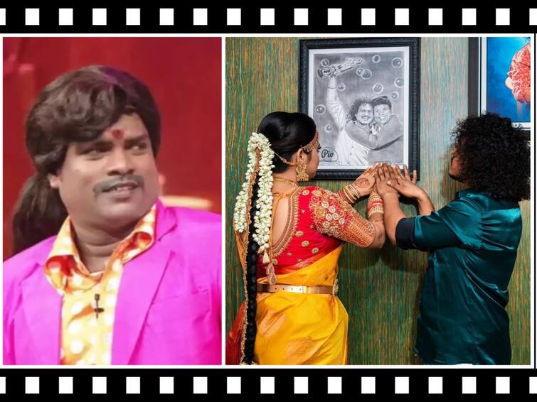 Vijay TV fame pugazh paid tribute to Vadivelu Balaji photo along with his wife ‛நீ தான் எனக்கு மகனா பொறக்கணும் மாமா...’ வடிவேலு பாலாஜி திருமண நாளில் புகழ் உருக்கம்!