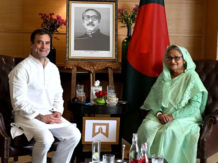 Rahul Gandhi Met Bangladesh PM Sheikh Hasina Congress Said Had a Fruitful Discussion Sheikh Hasina India Visit: राहुल गांधी ने बांग्लादेश की पीएम शेख हसीना से की मुलाकात, कांग्रेस बोली- कई मुद्दों पर हुई चर्चा