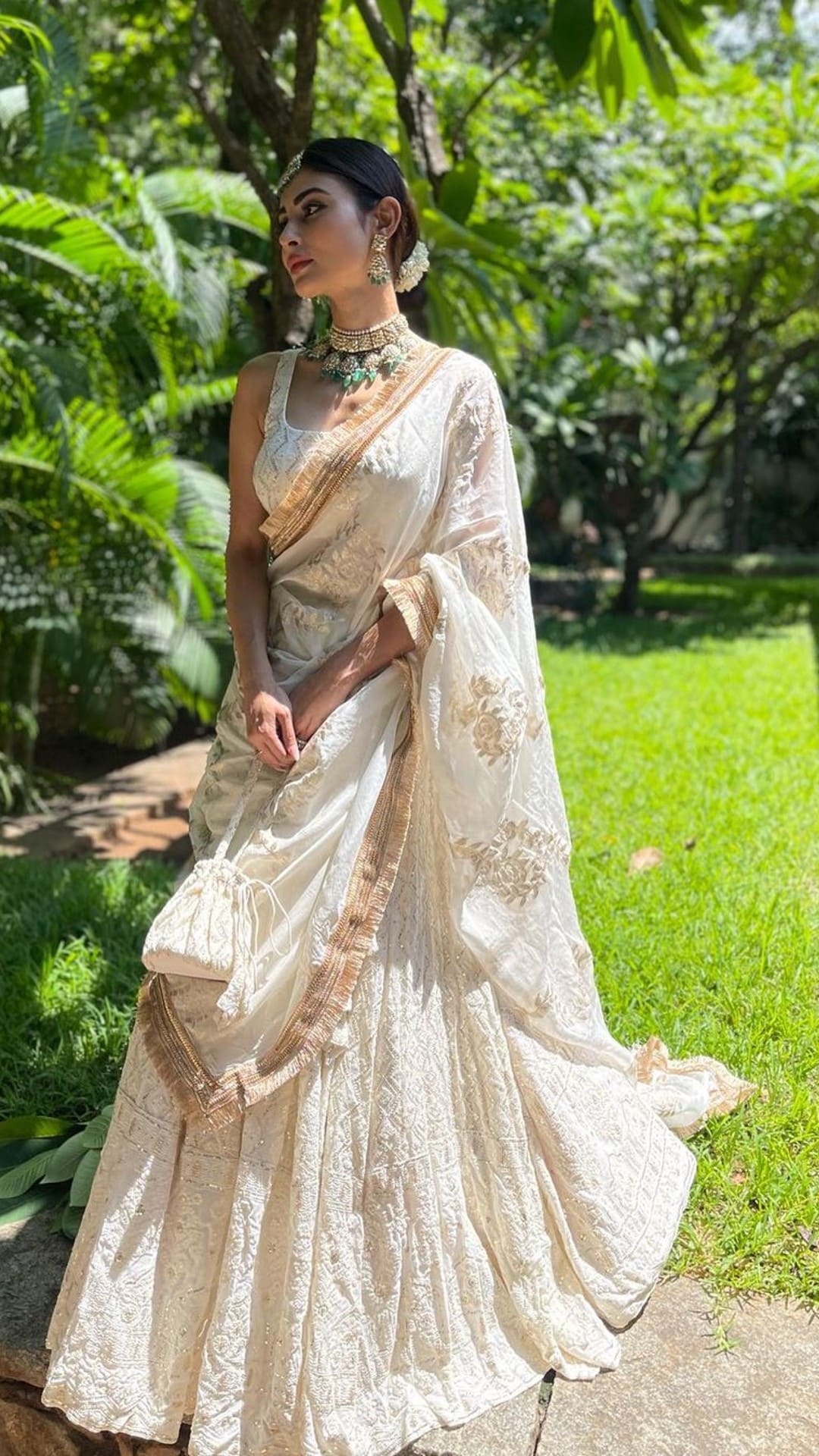 Anu Emmanuel Nails the Embellished Off-white Lehenga With Heavy Jewelry