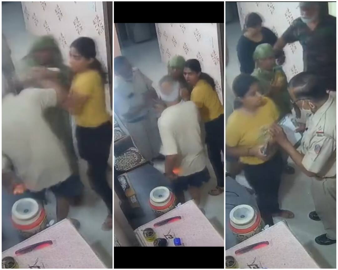 Video : மாமனாரை ஓங்கி பளாரென அறையும் பெண் போலீஸ்… வேடிக்கை பார்க்கும் காவலர்.. பரபரப்பு வீடியோ..