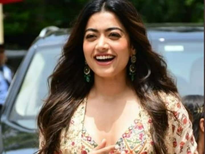Rashmika Mandanna was Spotted at the trailer launch of Goodbye in multicoloured ethnic co-ord set. Check out pics