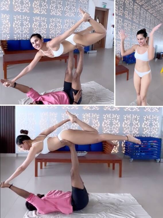 हॉट अंदाज में योगा आसन करती दिखीं सोनाली सहगल