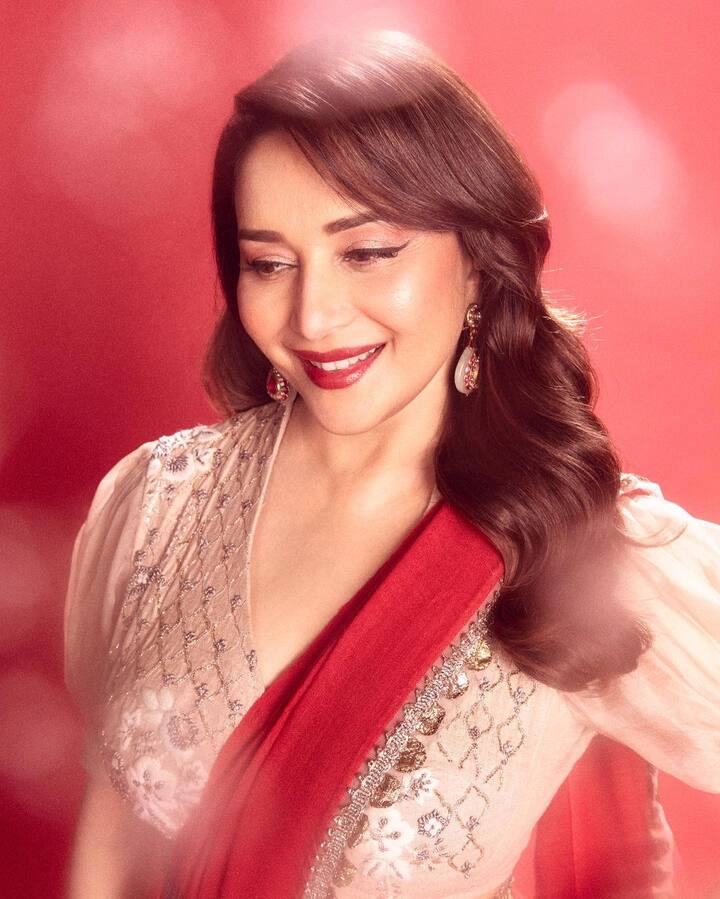 माधुरीच्या या लूकला नेटकऱ्यांची पसंती मिळाली आहे.(madhuri dixit/Instagram)