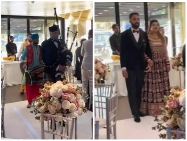 Bagpipe performed on beat of bhangra At the Scottish-Indian wedding In Viral Video Wedding Video: स्कॉटिश-इंडियन शादी के बीच म्यूजिक ने किया धमाल, भांगड़े की थाप पर बैगपाइप की धुन ने दिखाया कमाल