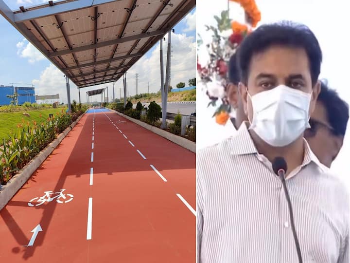 Hyderabad: Minister KTR lays foundation stone for solar roofed cycle track in Nanakramguda KTR: సోలార్‌ పైకప్పుతో సైకిల్‌ ట్రాక్‌‌కు కేటీఆర్ శంకుస్థాపన, అందుబాటులోకి ఎప్పుడంటే