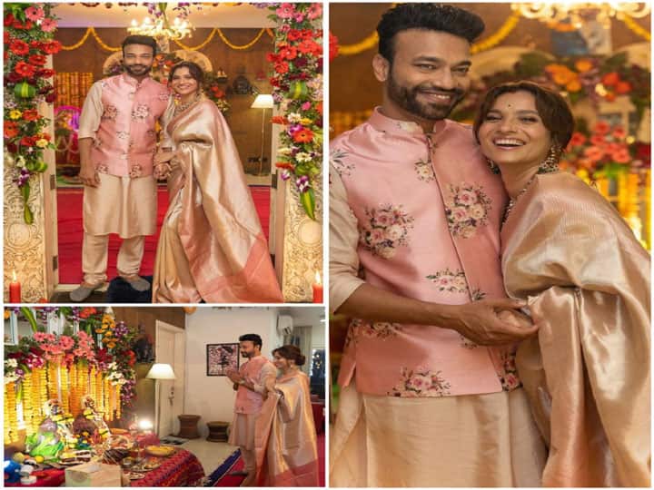 Ankita Lokhande Photos: टीवी एक्‍ट्रेस अंकिता लोखंडे ने शादी के बाद पहली बार पति विक्‍की जैन के साथ गणेश चतुर्थी का त्‍योहार बहुत धूमधाम से मनाया और वो भी अपने नए आलीशान घर में.