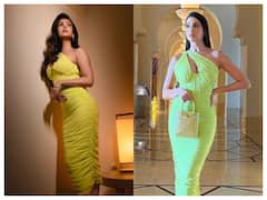 Who Wore It Better? Sonal Chauhan And Nora Fatehi In Neon Green Midi Dress