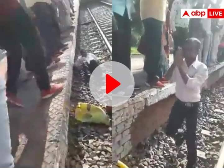 Man Survive On Railway Track Even After Train Passes Above Him In Uttar Pradesh Shcoking Viral Video On Social Media Train Video: યુવક ઉપરથી સુપરફાસ્ટ ટ્રેન પસાર થઈ છતાં તે જીવતો રહ્યો, વીડિયોમાં જુઓ કઈ રીતે