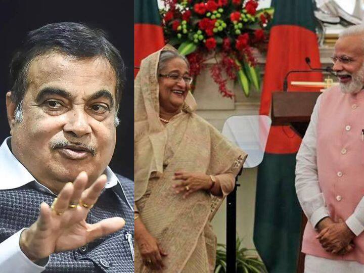 pm modi praises nitin gadkari in front of bangladesh pm sheikh hasina Marathi News जेव्हा PM मोदींनी बांगलादेशच्या PM शेख हसीनासमोर केले नितीन गडकरींचे कौतुक आणि एकच हशा पिकला, काय म्हणाले मोदी?