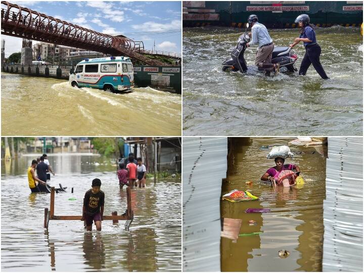 बिहार से लेकर कर्नाटक तक भारी बारिश की वजह से बाढ़ का मंजर नजर आ रहा है और जन-जीवन पूरी तरह ठप हो गया है.  आलम ये है कि लोगों को सड़कों पर भरे पानी में से होकर गुजरना पड़ रहा हैं.