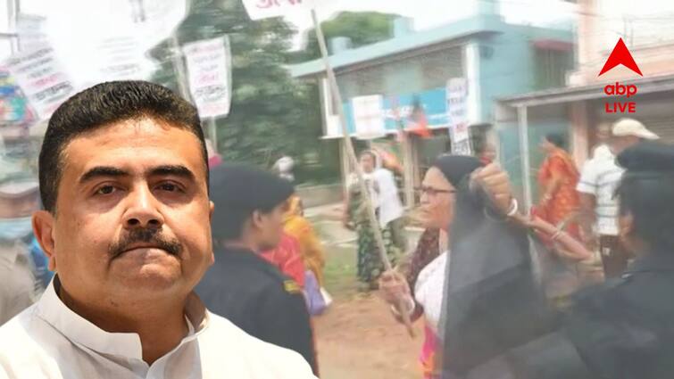 Hooghly Tarakeshwar Suvendu Adhikari Rally Black Flag shown rock hurlded allegation against TMC Suvendu Adhikari : শুভেন্দুর মিছিলে পাথর ছোড়ার অভিযোগ, কালো পতাকা, বিক্ষোভ, ধুন্ধুমার তারকেশ্বরে